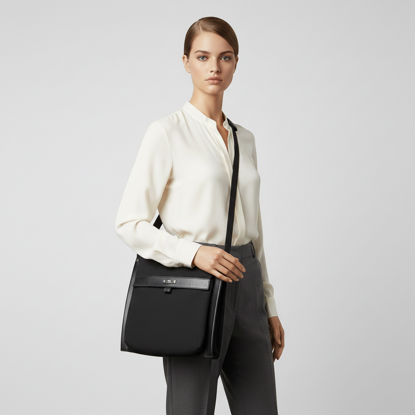 Gucci 019 0424 Women's Nylon,Leather Shoulder Bag Black
