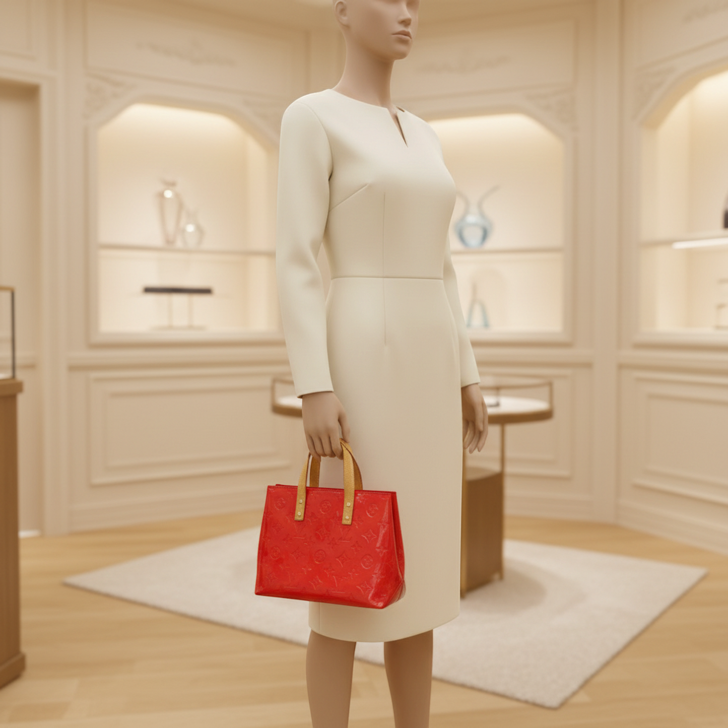 Louis Vuitton Monogram Vernis Reade PM M91088 Women's Handbag Rouge