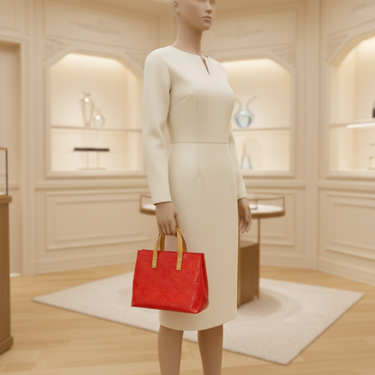 Louis Vuitton Monogram Vernis Reade PM M91088 Women's Handbag Rouge