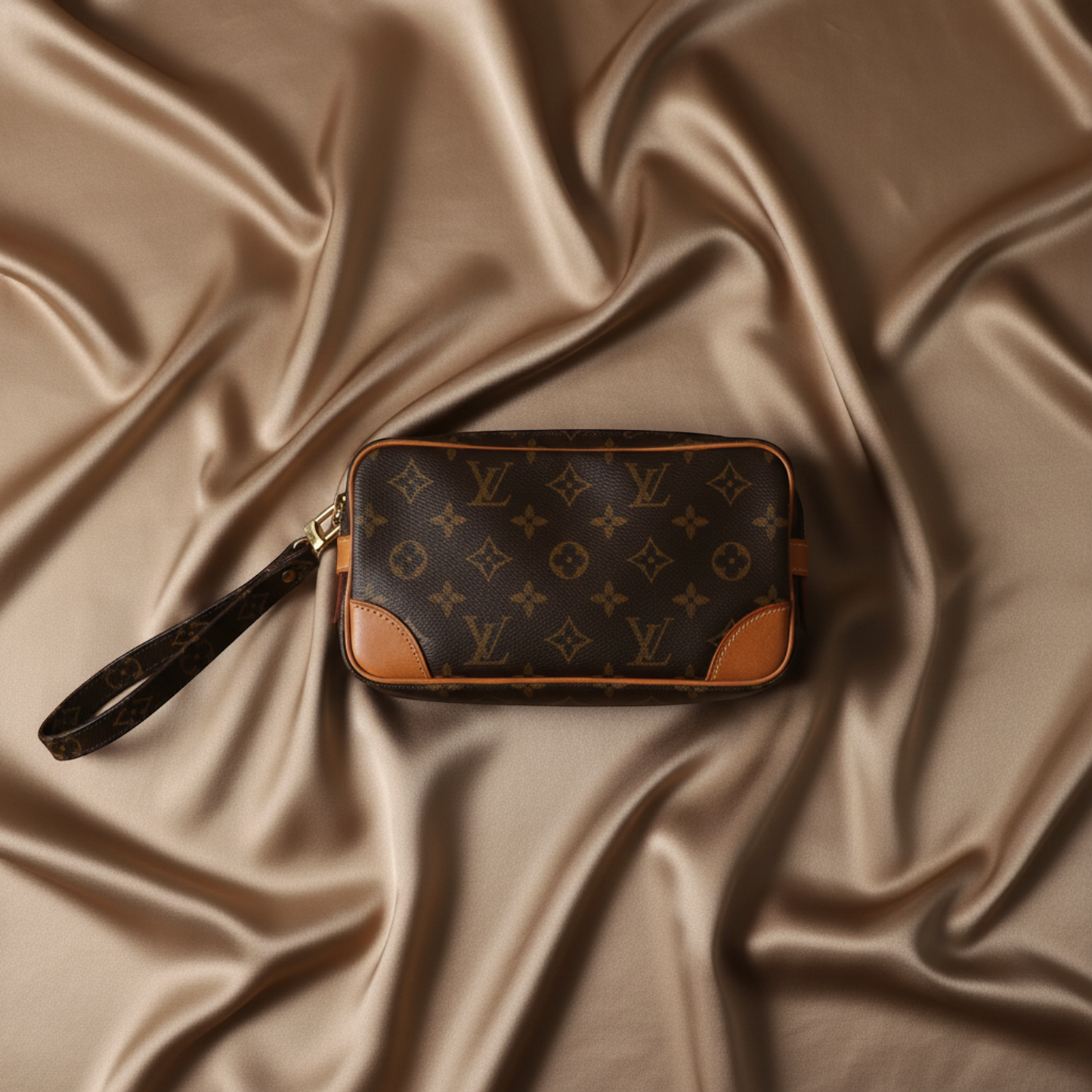 Louis Vuitton Monogram Marly Dragonne PM M51827 Women,Men Clutch Bag Brown