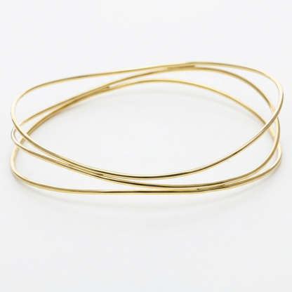 Tiffany Wave 3 Row Bracelet Yellow Gold (18K) No Stone Men,Women Necklace