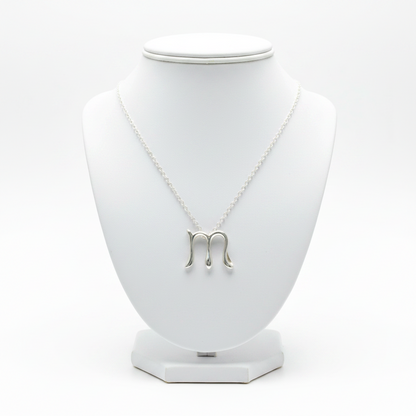 Tiffany Silver Letter Necklace "M" Silver 925 No Stone Men,Women Fashion Pendant Necklace (Silver)