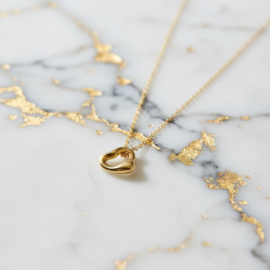 Tiffany Open Heart Extra Mini Necklace Pink Gold (18K) No Stone Men,Women Fashion Pendant Necklace (Pink Gold)