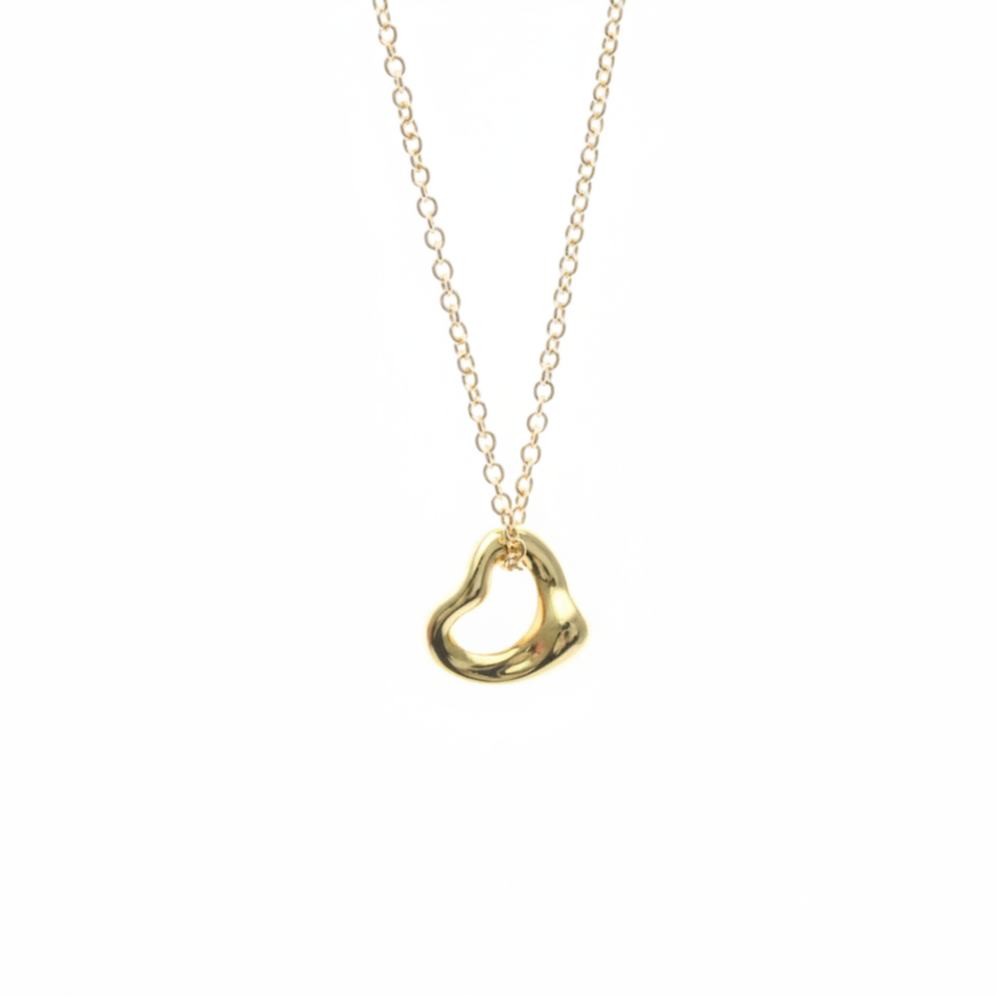 Tiffany Open Heart Extra Mini Necklace Pink Gold (18K) No Stone Men,Women Fashion Pendant Necklace (Pink Gold)