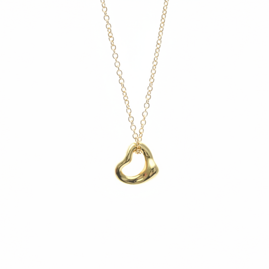 Tiffany Open Heart Extra Mini Necklace Pink Gold (18K) No Stone Men,Women Fashion Pendant Necklace (Pink Gold)