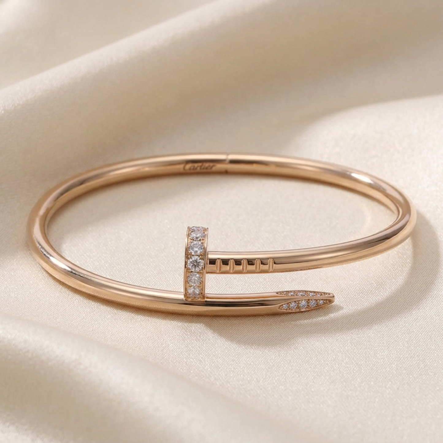 Cartier Juste Un Clou Bracelet With Diamonds Pink Gold (18K) Diamond Bangle Pink Gold