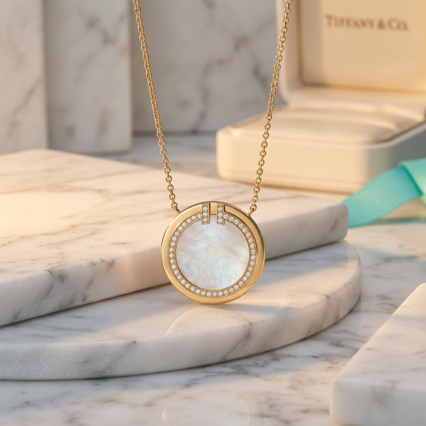 Tiffany TTWO Circle Necklace With Diamonds Pink Gold (18K) Diamond Men,Women Fashion Pendant Necklace (Pink Gold)