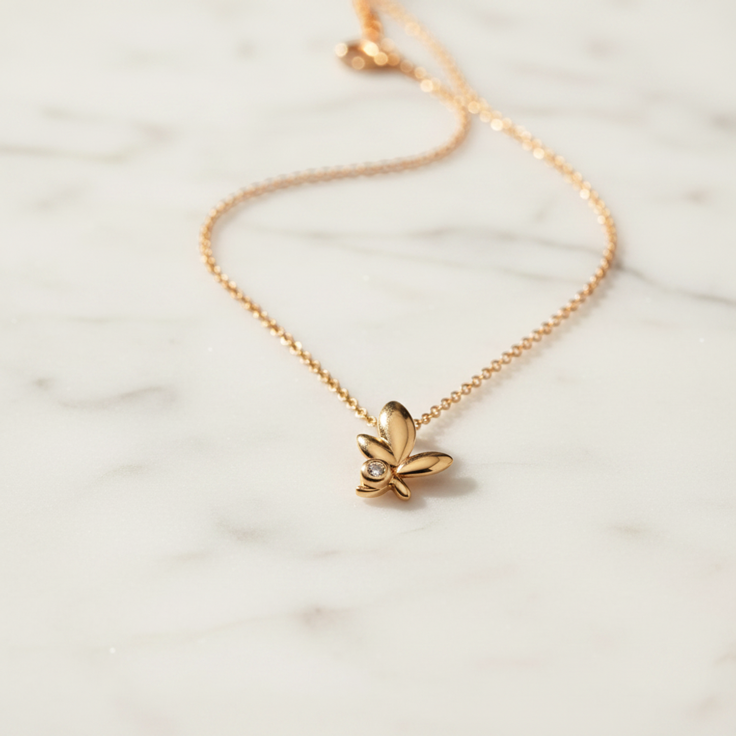 Tiffany Olive Leaf Diamond Necklace Pink Gold (18K) Diamond Men,Women Fashion Pendant Necklace (Pink Gold)