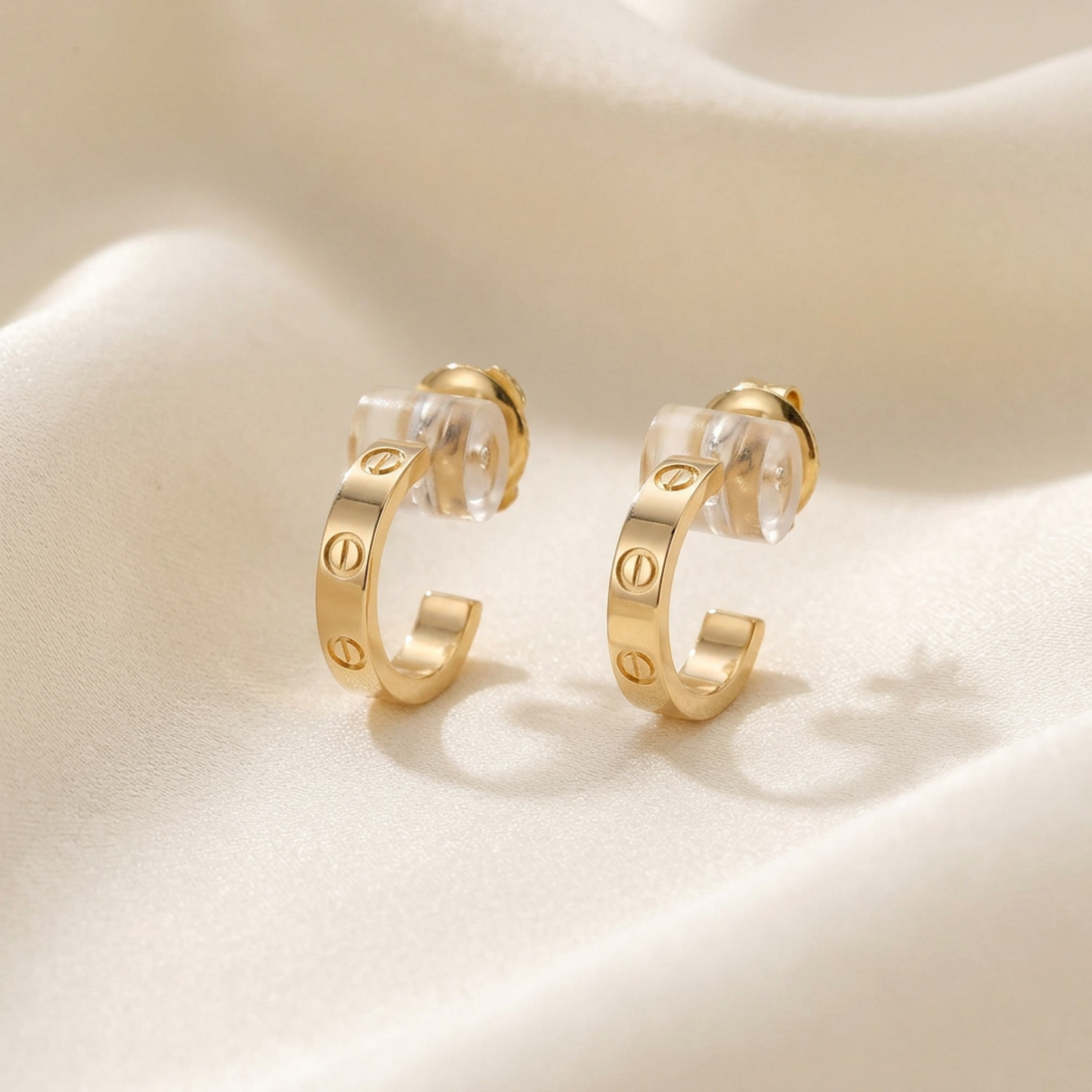 Cartier Baby Love Earrings No Stone Pink Gold (18K) Half Hoop Earrings Pink Gold