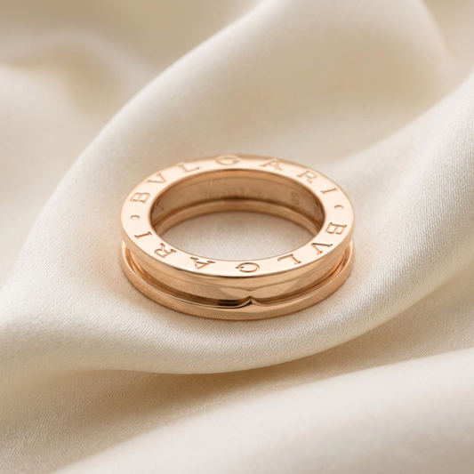 Bvlgari B.zero1 XS Gold Fashion No Stone Band Ring Pink Gold