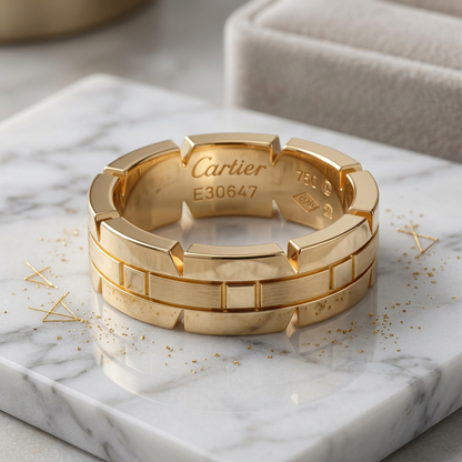 Cartier Tank Française Ring Pink Gold (18K) Fashion No Stone Band Ring Pink Gold