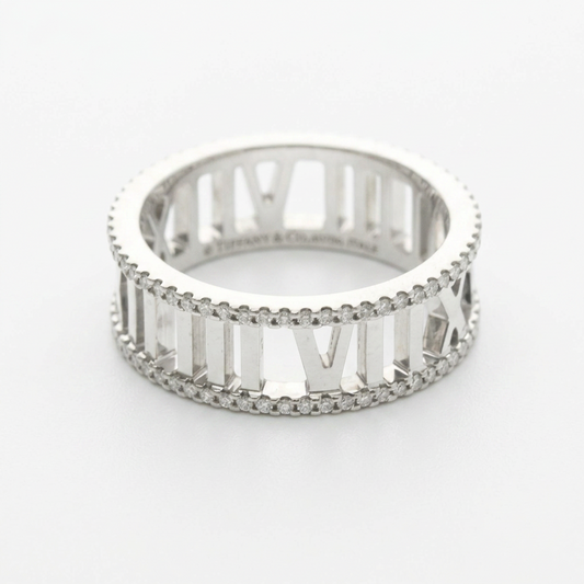 Tiffany Open Atlas Diamond Ring White Gold (18K) Fashion Diamond Band Ring Silver