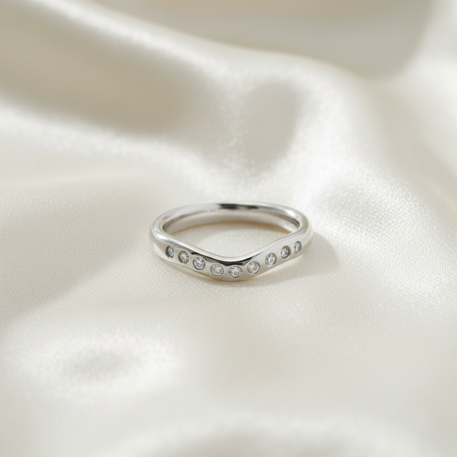 Tiffany Curved Band Ring With Diamonds Platinum Fashion Diamond Band Ring Silver