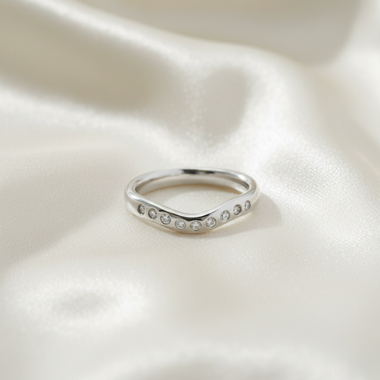 Tiffany Curved Band Ring With Diamonds Platinum Fashion Diamond Band Ring Silver