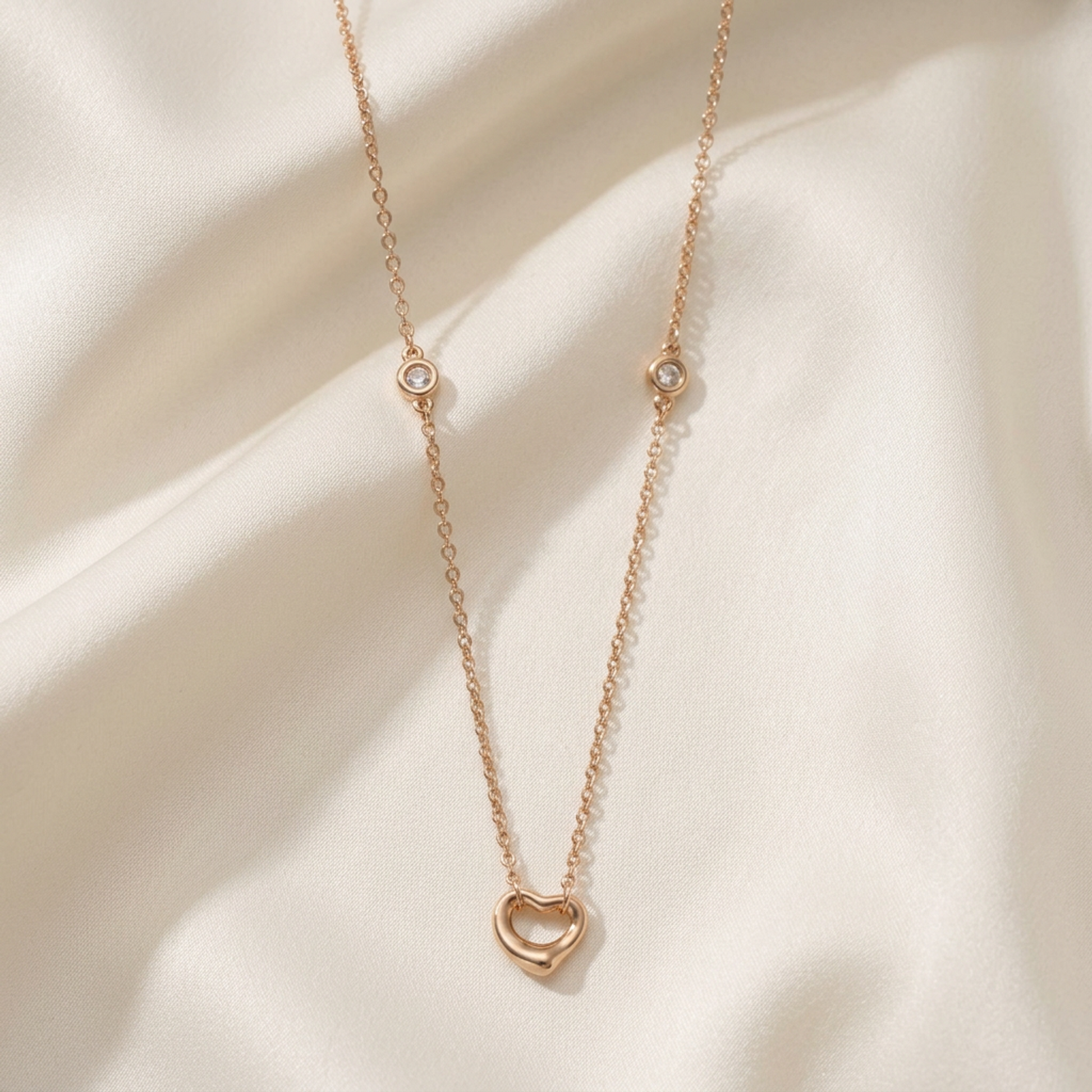 Tiffany By The Yard Open Heart Necklace Pink Gold (18K) Diamond Men,Women Fashion Pendant Necklace (Pink Gold)