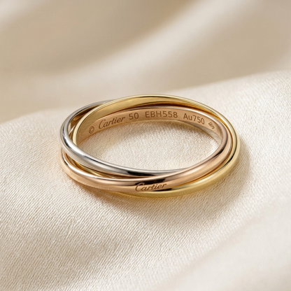 Cartier Trinity Yellow Gold (18K),Pink Gold (18K),White Gold (18K) Fashion No Stone Band Ring Gold