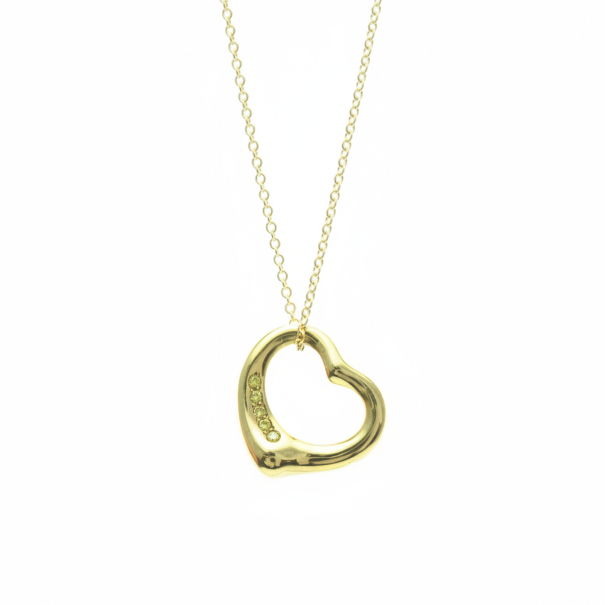 Tiffany Open Heart Yellow Gold (18K) Diamond Men,Women Fashion Pendant Necklace (Gold)