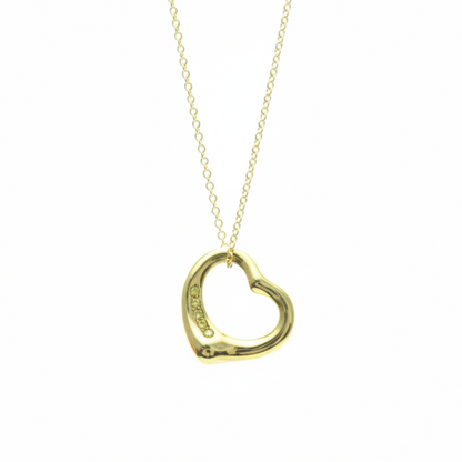 Tiffany Open Heart Yellow Gold (18K) Diamond Men,Women Fashion Pendant Necklace (Gold)