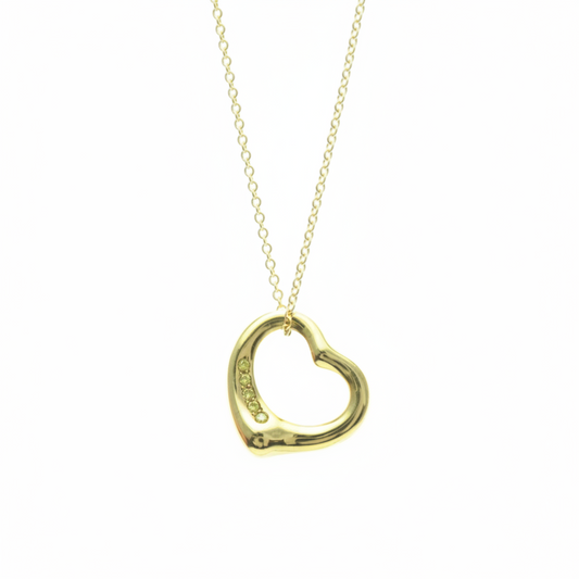 Tiffany Open Heart Yellow Gold (18K) Diamond Men,Women Fashion Pendant Necklace (Gold)