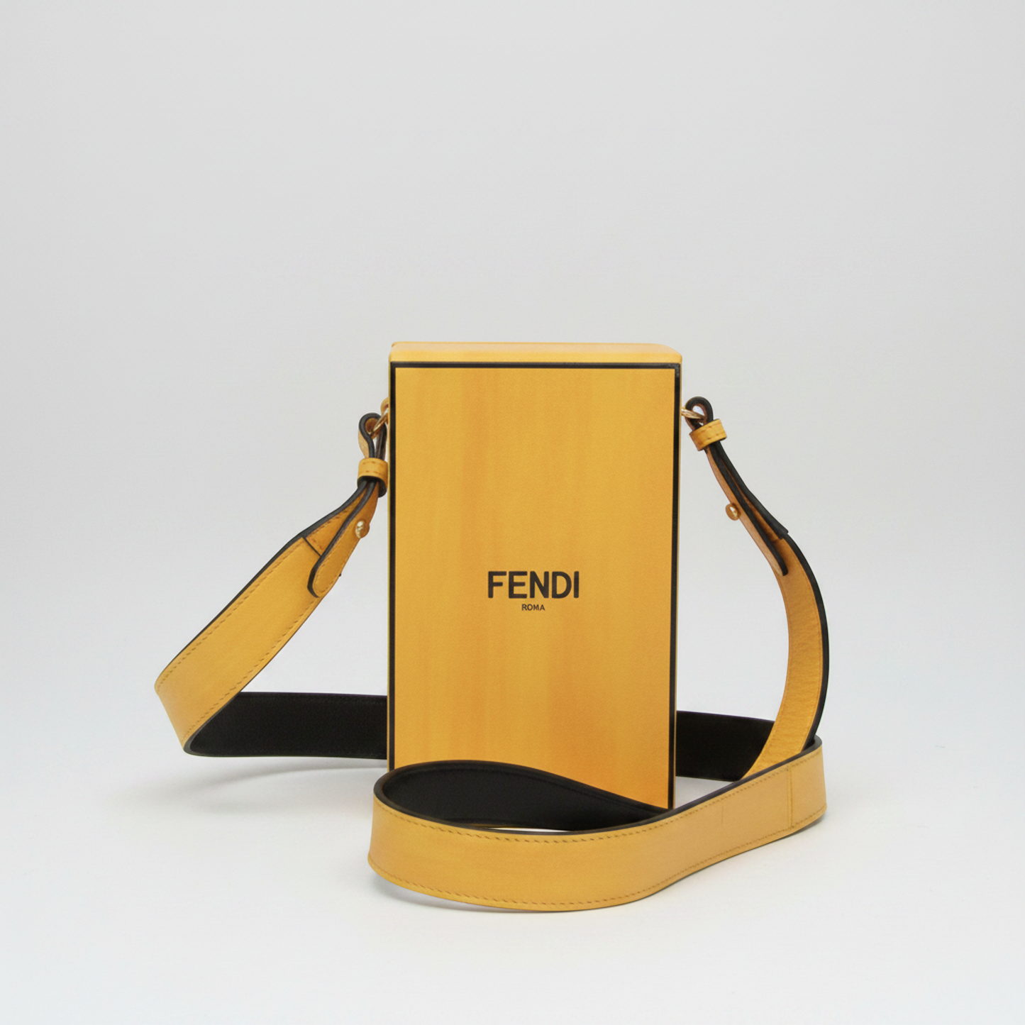 Fendi Box 7VA519 Women's Leather Shoulder Bag Yellow