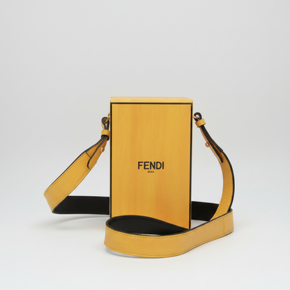 Fendi Box 7VA519 Women's Leather Shoulder Bag Yellow