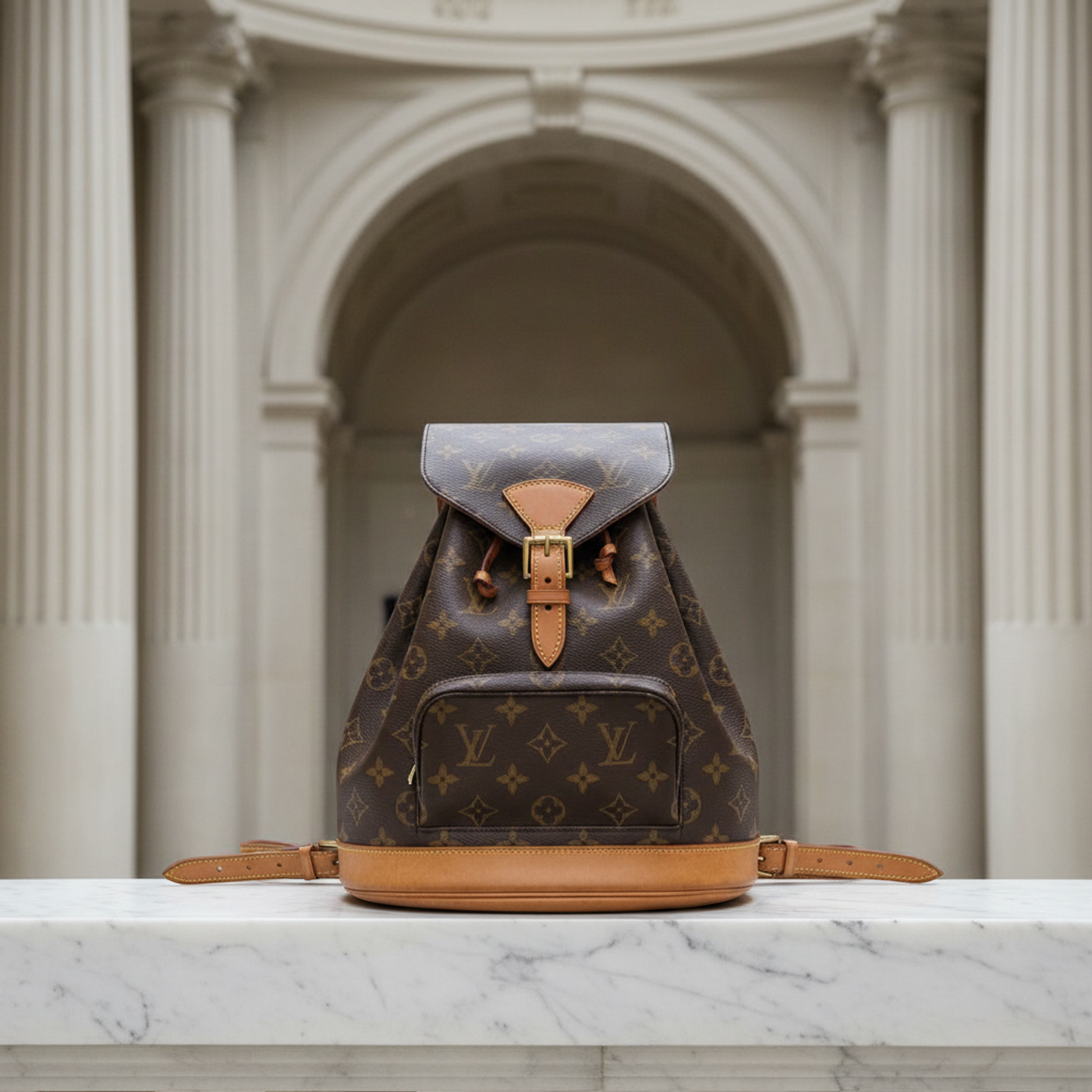 Louis Vuitton Monogram Montsouris MM M51136 Women's Backpack Brown