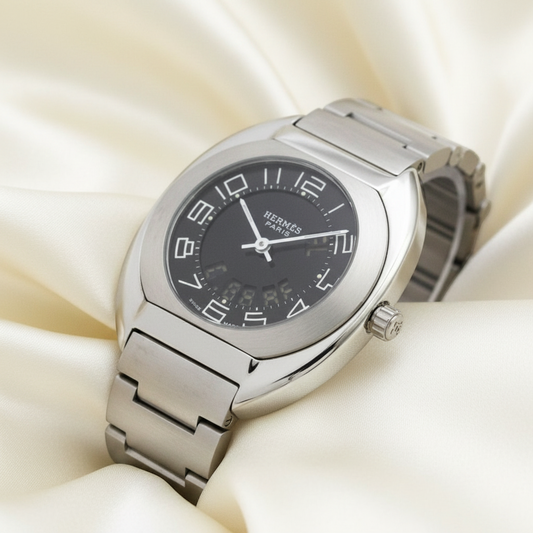 HERMES Espace Stainless Steel Quartz Ladies Watch ES1.210 Polished