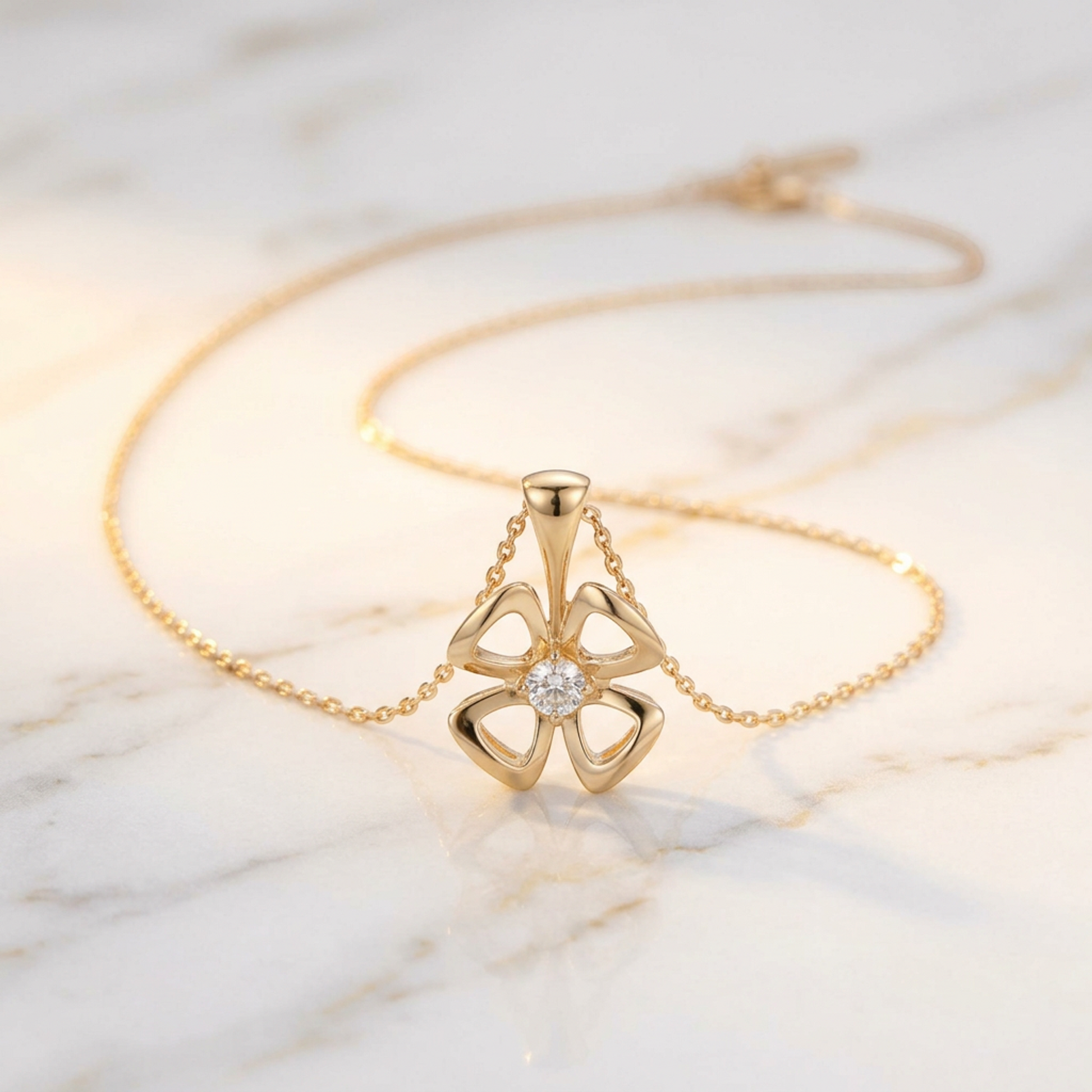 Bvlgari Fiorever Diamond Necklace Pink Gold (18K) Diamond Men,Women Fashion Pendant Necklace (Pink Gold)