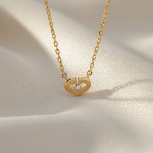 Cartier C Heart 1P Diamond Necklace Pink Gold (18K) Diamond Men,Women Fashion Pendant Necklace (Pink Gold)