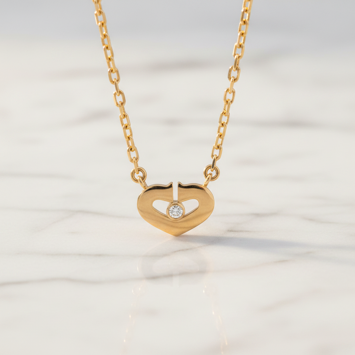 Cartier C Heart 1P Diamond Necklace Pink Gold (18K) Diamond Men,Women Fashion Pendant Necklace (Pink Gold)