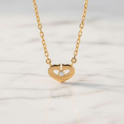 Cartier C Heart 1P Diamond Necklace Pink Gold (18K) Diamond Men,Women Fashion Pendant Necklace (Pink Gold)