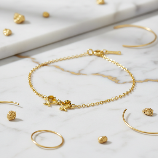 Tiffany Double Loving Heart Diamond Bracelet Yellow Gold (18K) Diamond Charm Bracelet Gold