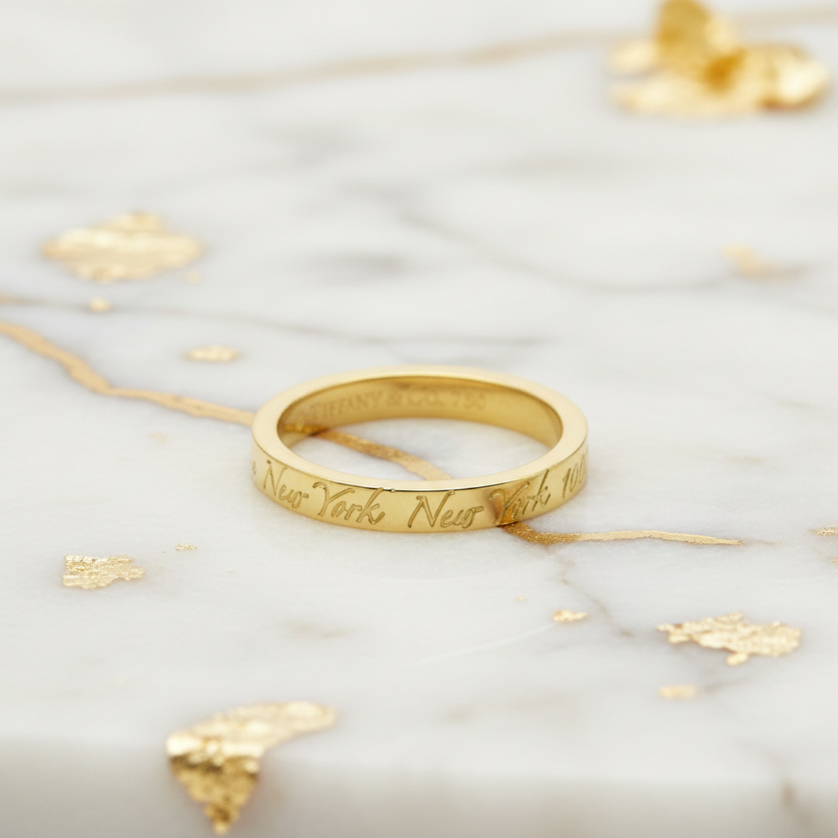 Tiffany Not Narrow New York Ring Yellow Gold (18K) Fashion No Stone Band Ring Gold