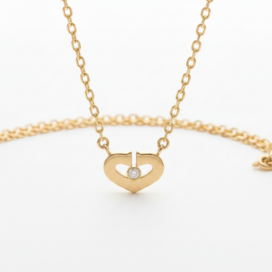 Cartier C Heart 1P Diamond Necklace Pink Gold (18K) Diamond Men,Women Fashion Pendant Necklace (Pink Gold)