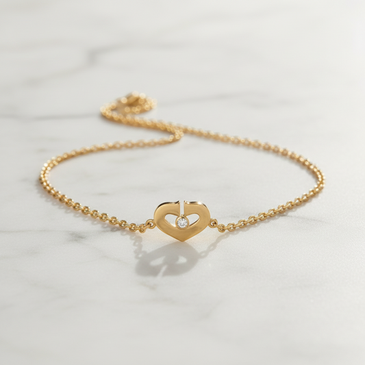 Cartier C Heart 1P Diamond Necklace Pink Gold (18K) Diamond Men,Women Fashion Pendant Necklace (Pink Gold)