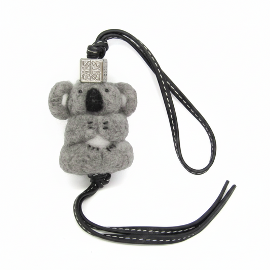 Loewe Leather Handbag Charm Black,Gray Koala Charm