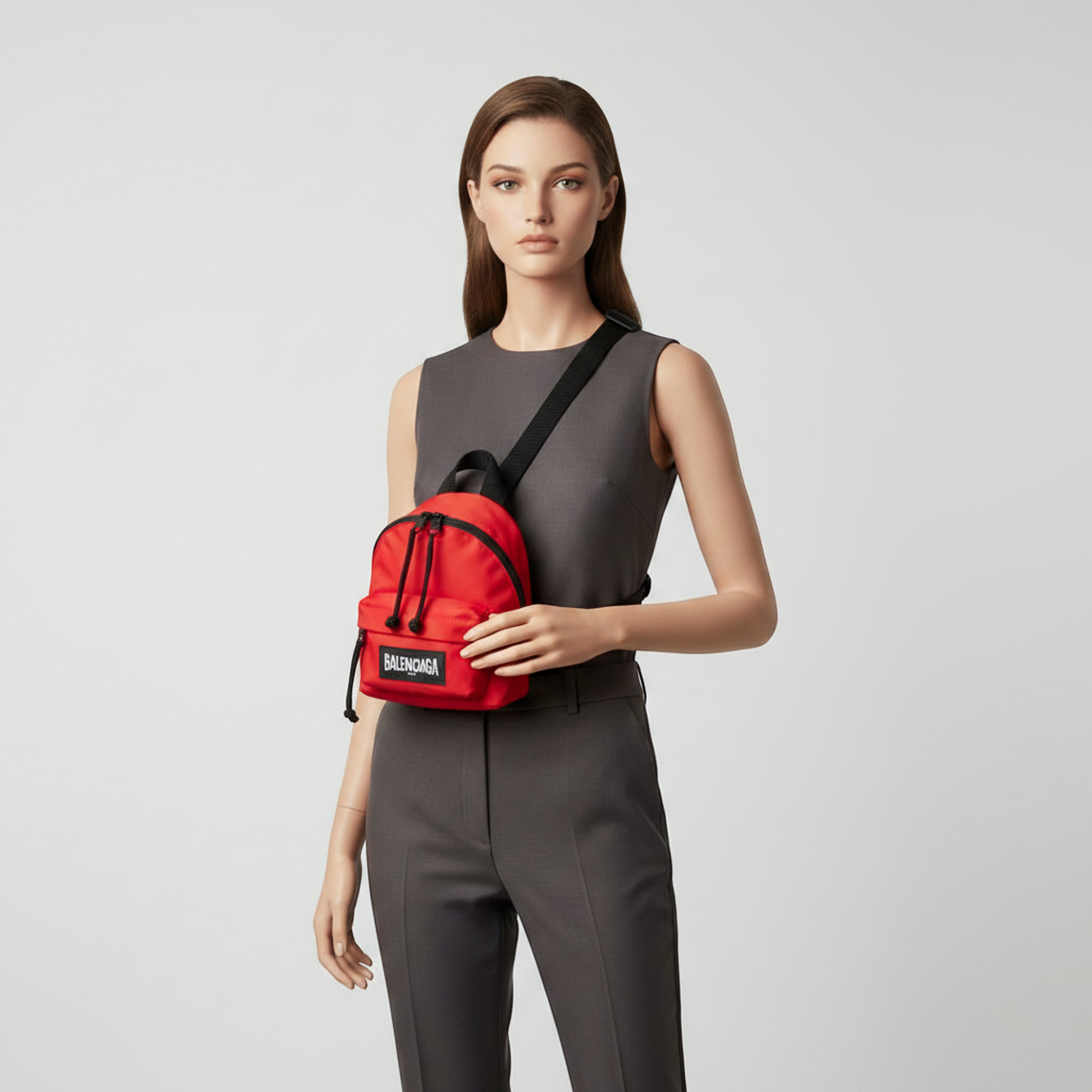 Balenciaga Explorer 656060 Women,Men Nylon Pouch,Shoulder Bag Black,Red Color