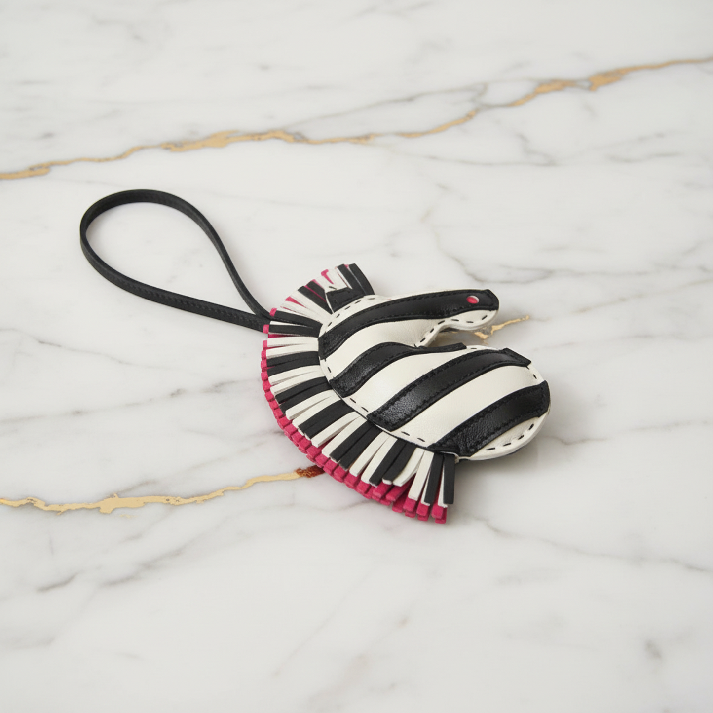 Hermes Agneau Milo Handbag Charm Black,Ivory,Pink GEE GEE SAVAN