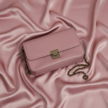 Bottega Veneta Intrecciato Chain Shoulder Mini Bag Women's Leather Clutch Bag,Shoulder Bag Smoke Pink