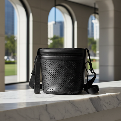 Bottega Veneta Drawstring Bucket Bag 578544 VBOY1 1000 Men's Leather Shoulder Bag Black