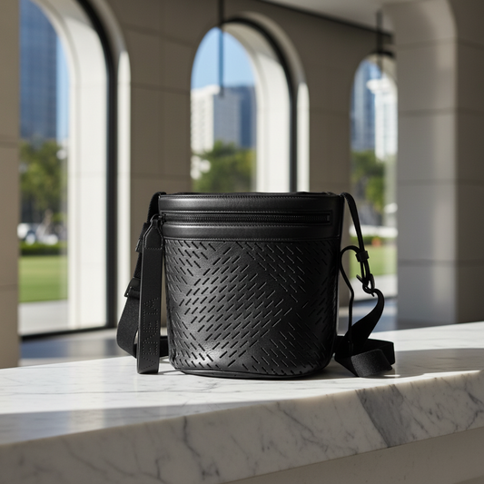 Bottega Veneta Drawstring Bucket Bag 578544 VBOY1 1000 Men's Leather Shoulder Bag Black