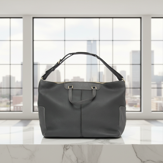 Tod's 2-way Bag Men,Women Leather Handbag,Shoulder Bag Dark Gray