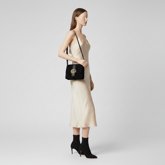 Gucci Arli 550126 Women's Leather,Suede Shoulder Bag Black