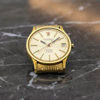 OMEGA Constellation Electronic f300Hz Gold Plated Quartz Watch 198.0003