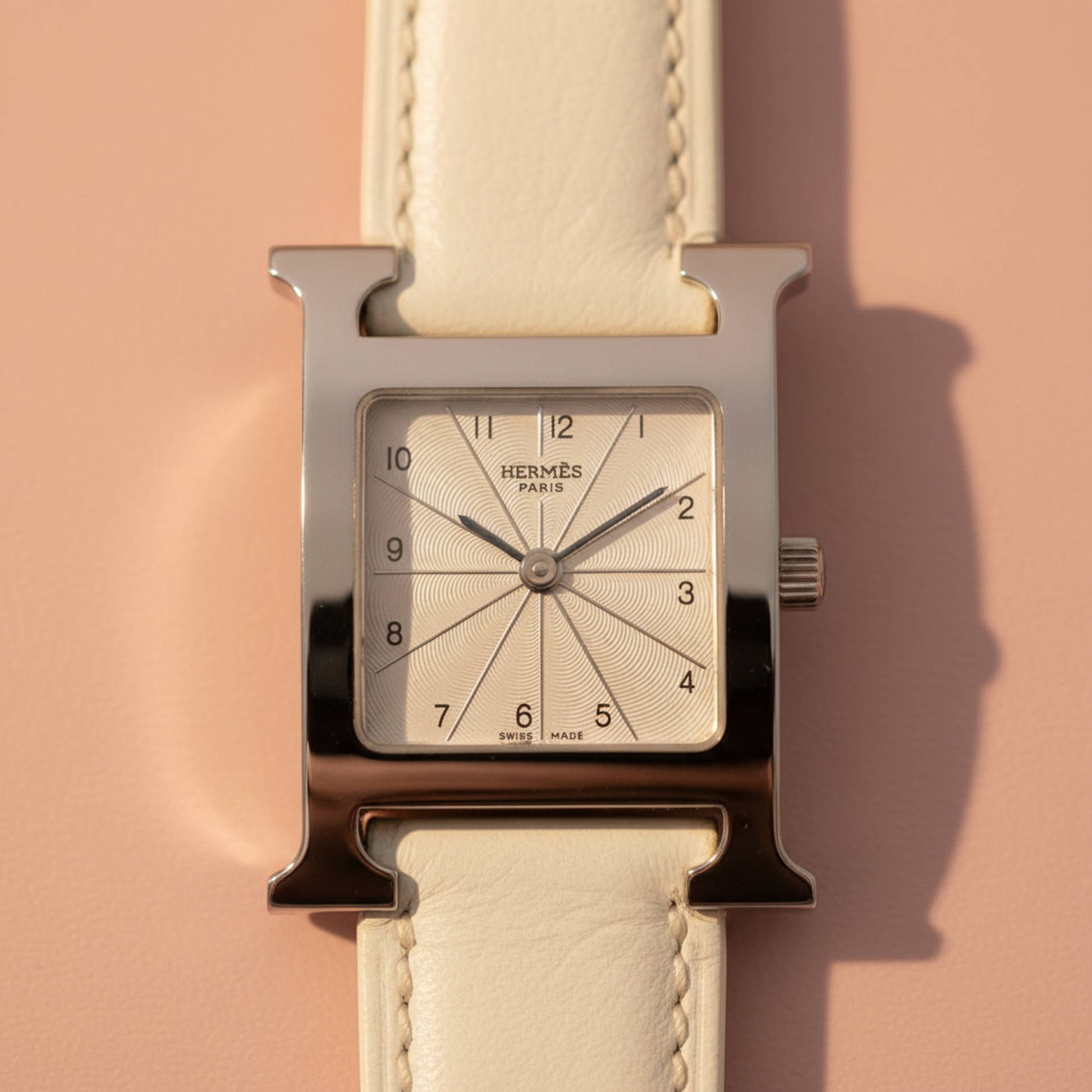 HERMES H Watch Double Tour Steel Quartz Ladies Watch HH1.210 Polished