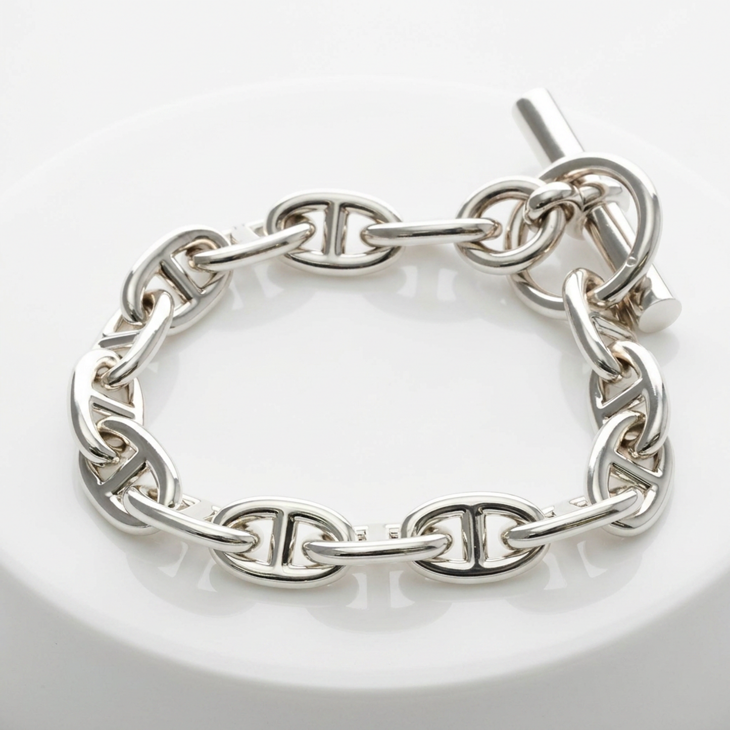 Hermes Chaine D'Ancre MM Silver 925 No Stone Charm Bracelet Silver