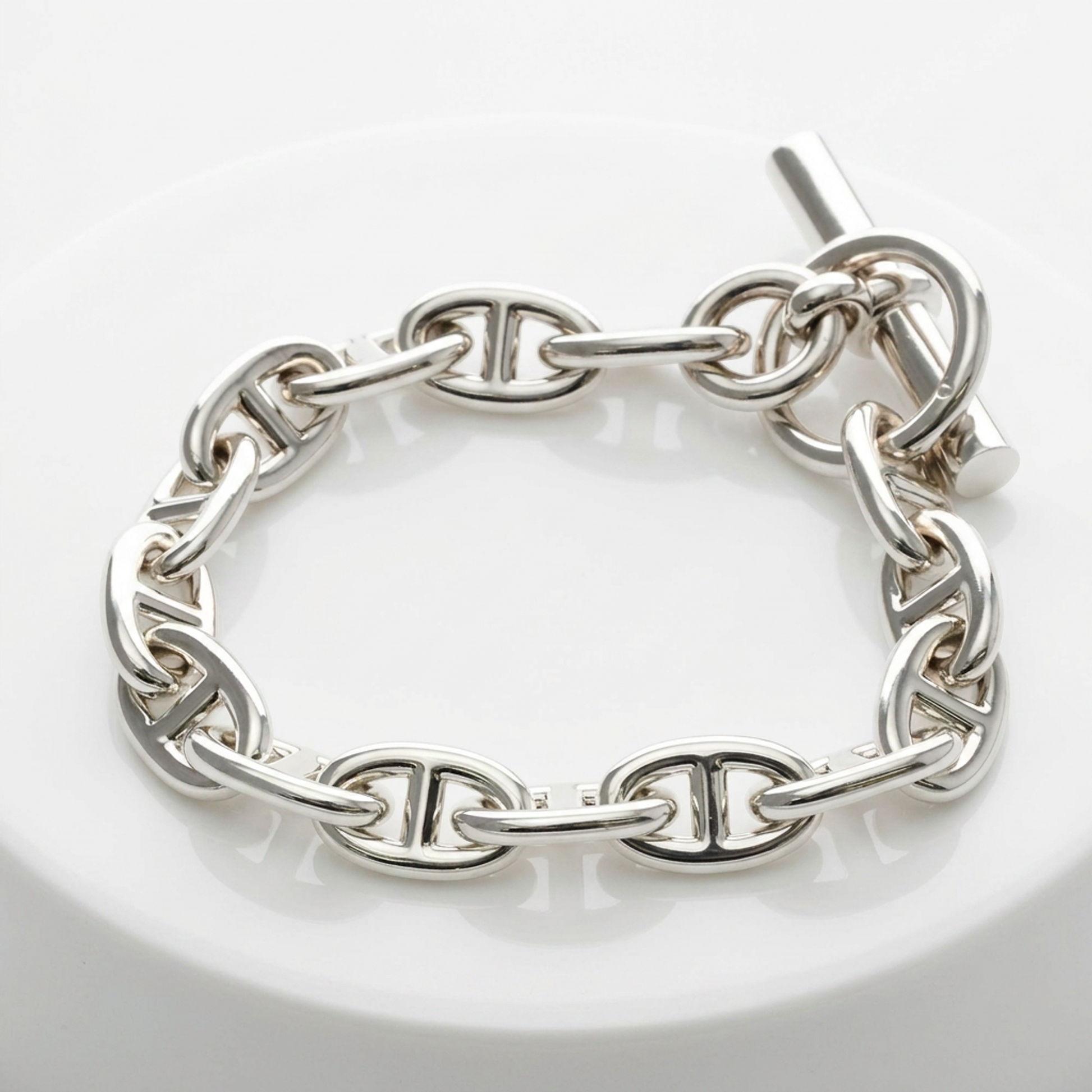 Hermes Chaine D'Ancre MM Silver 925 No Stone Charm Bracelet Silver