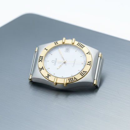 OMEGA Constellation 18K Gold Steel Quartz Mens Watch 396.1070 Polished