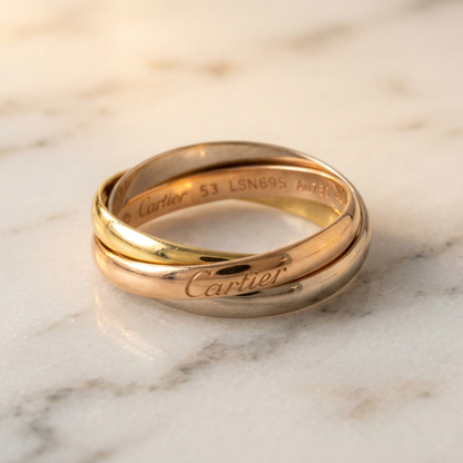 Cartier Trinity Yellow Gold (18K),Pink Gold (18K),White Gold (18K) Fashion No Stone Band Ring Gold