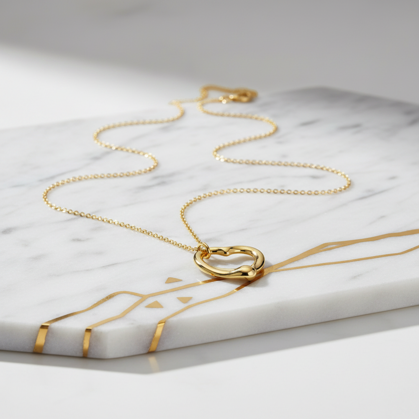 Tiffany Open Heart Yellow Gold (18K) No Stone Men,Women Fashion Pendant Necklace (Gold)